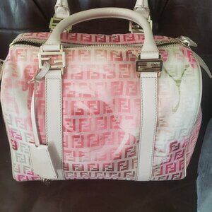 Fendi RARE Limited Edition Floral Zucchino Vitello Bauletto Boston Bag